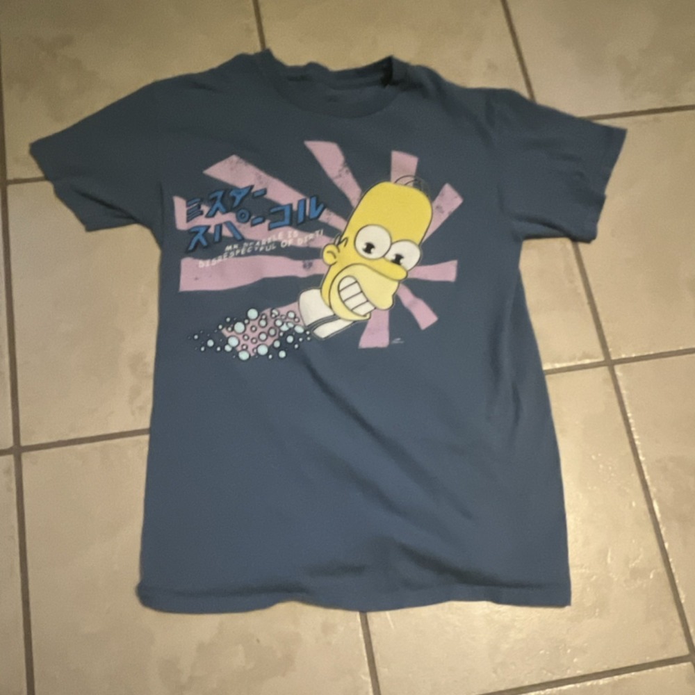 The Simpsons Mr. Sparkle Homer Graphic Blue T-Shirt Size S Television Industry